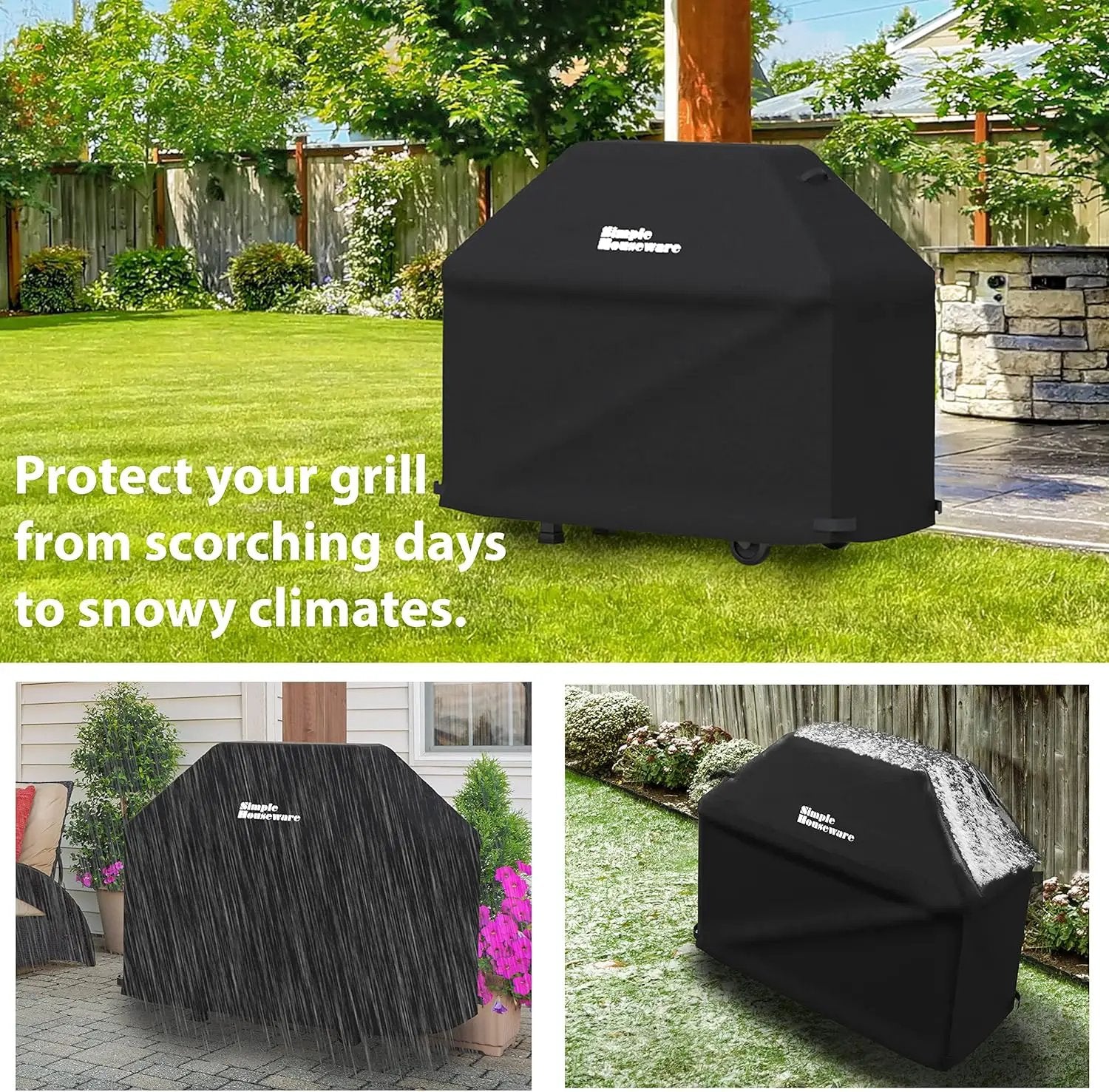Simple Houseware 64 in. Waterproof Heavy Duty Gas BBQ Grill Cover, Weather-Resistant Polyester by GreenHaven Gardens