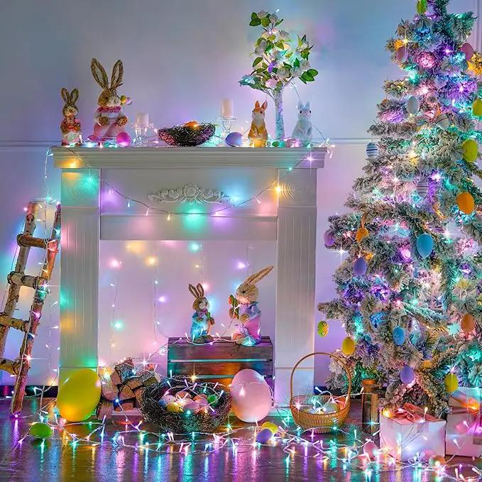 JMEXSUSS 200 LED Easter Lights Outdoor Indoor for Decorations, 66 Ft Connectable Pastel Easter Lights String Clear Wire Plug in for Bedroom Tree Room Party Spring Decor by GreenHaven Gardens