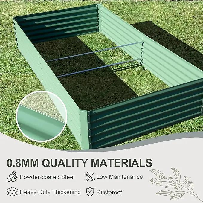 Domi Raised Garden Beds Outdoor, 6x3x1.5Ft Thickening Tall Metal Rectangular Deep Root Box Planter for Vegetables, Flowers, Herbs, and Succulents 1.5" Deep w/ 192 Gallon Capacity - Green by GreenHaven Gardens
