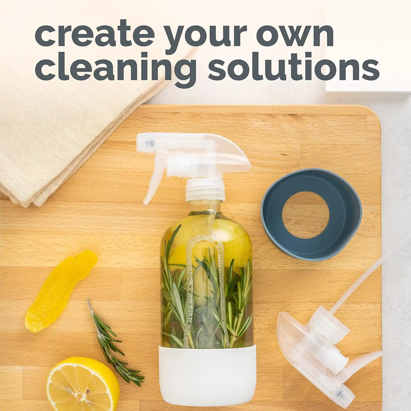 Vine Creations Glass Spray Bottles for Cleaning Solutions, Clear Glass Spray Bottle with Silicone Sleeve, 16 oz Empty Spray Bottles for Cleaning, Plant Spray Bottle, Mist and Stream Nozzle - 2 Pack by GreenHaven Gardens