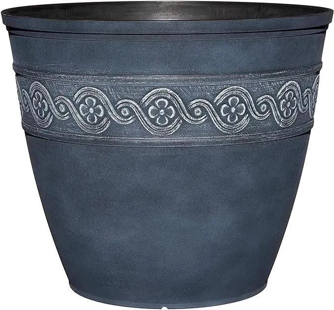 Classic Home and Garden Corinthian Resin Flower Pot Planter, Storm Blue, 10" by GreenHaven Gardens