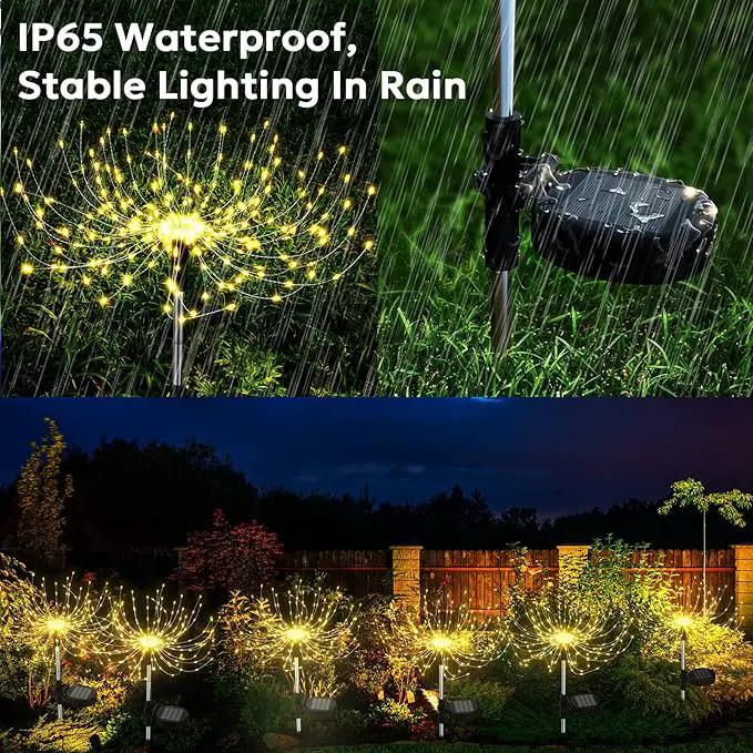 Solar Garden Lights Outdoor Waterproof 200 LED Fireworks Lights Solar Powered Sparkles Landscape Fairy Light Outside Decorations Light for Yard Patio Pathway Lawn Party Walkway Decor, 6 Pack by GreenHaven Gardens