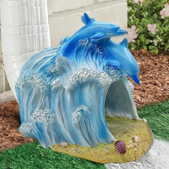 Dolphin Statue 3"x4" Gutter Downspout Extension Decor, Whimsical Garden Rain Diverter, Outdoor Decor Sculpture Ornament, Gutter Extender Diverter, Splash Blocks for Gutters Downspouts by GreenHaven Gardens