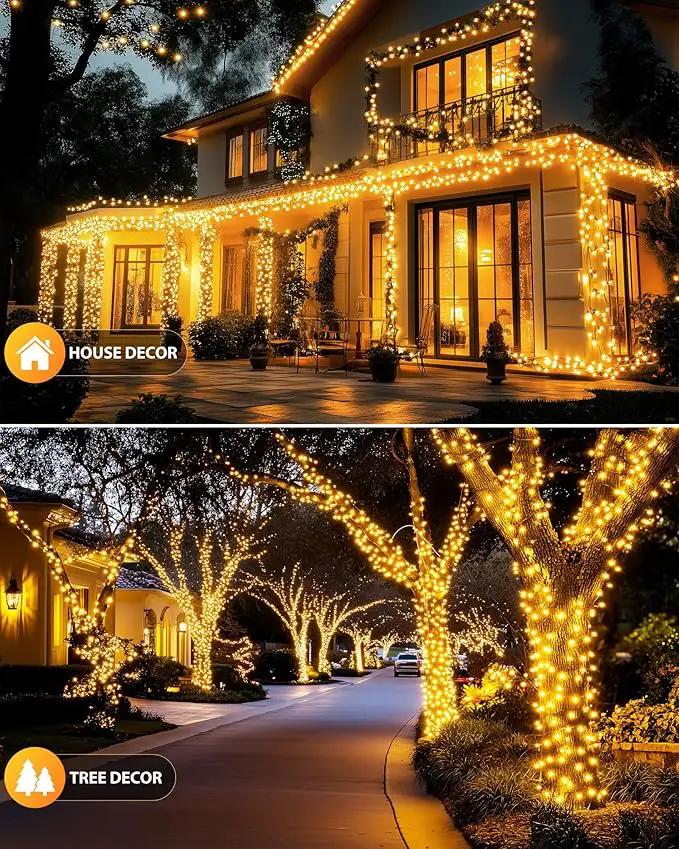 Brightown 2 Pack Solar String Lights for Outside, 92Ft 240 LED Solar Lights Outdoor Waterproof with 8 Modes, Solar Outdoor String Light for Patio Yard Tree Garden Party Decorations, Warm White by GreenHaven Gardens