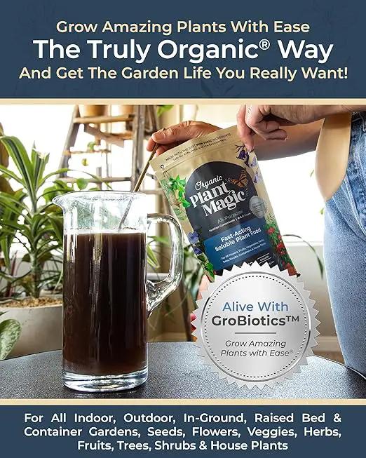 Organic Plant Magic - Truly Organic™ Fast-Acting Water Soluble Plant Food - All-Purpose Fertilizer Concentrate for Flower, Vegetable, Herb, Fruit Tree, Garden & Indoor Houseplants [One 1/2 lb Bag] by GreenHaven Gardens