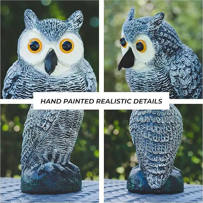 Galashield Owl Decoy to Scare Birds Away | Plastic Owls to Scare Birds Away | Owl Statue for Garden & Outdoors [Set of 2] by GreenHaven Gardens
