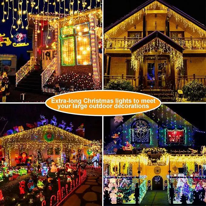 Christmas Lights 640 LED 65 FT Christmas Lights Outdoor with 120 Drops Plug in 8 Modes Christmas Decorations Curtain Fairy Lights for Wedding Party Holiday Bedroom Garden Patio Indoor (Warm White) by GreenHaven Gardens