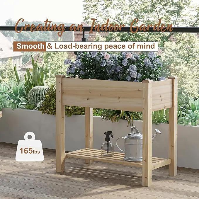 FILWH Raised Garden Bed with Legs Elevated Wooden Planter Box Stand Large Planter Stand Box for Fruits Vegetables Flowers with Divider with Bag - 34x18x30.5IN by GreenHaven Gardens