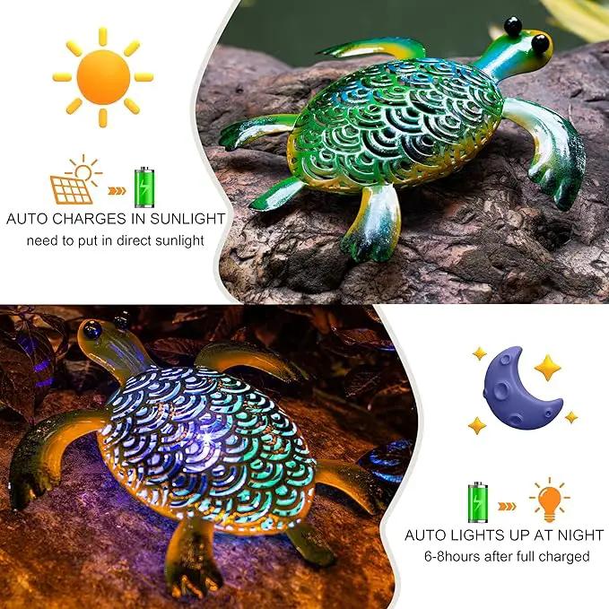 Natelf Solar Powered Turtle Statue Outdoor Decor Metal Animal Yard Art Waterproof Outdoor Sculptures for Patio, Yard, Balcony, Yard Ornament - Unique Housewarming Gifts by GreenHaven Gardens