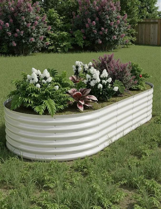 8x4x1.5 ft Raised Garden Bed,Galvanized Raised Planter Boxes Outdoor with Easy Assembly, Large Garden Bed for Vegetables, Fruits, Flower,Raised Garden Bed,Beige by GreenHaven Gardens