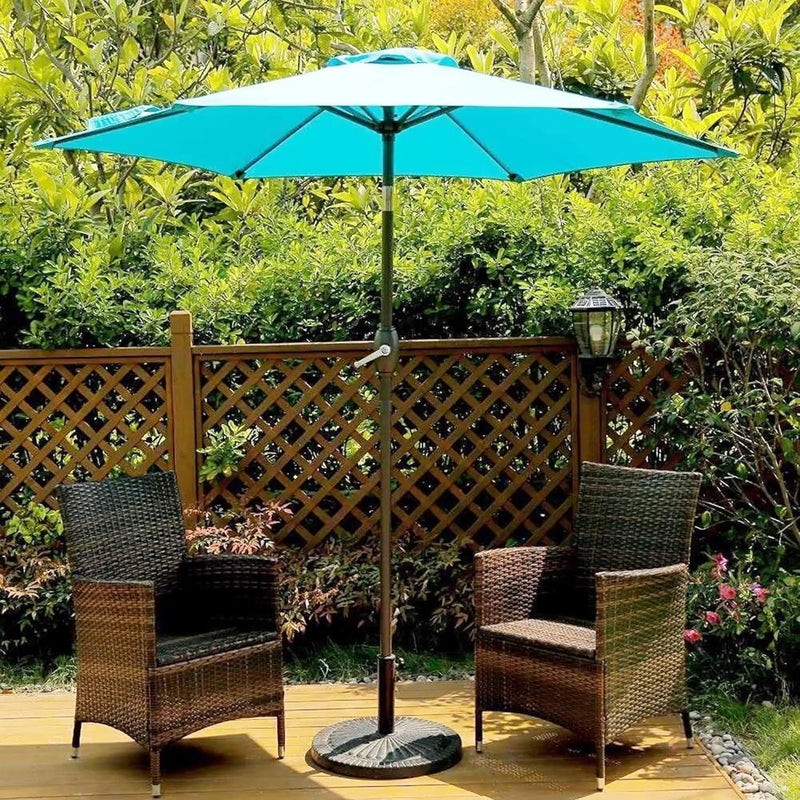 Aok Garden 7.5 ft Patio Umbrella Outdoor Market Umbrella Tilt Button and Crank 6 Ribs for Deck Lawn Pool& Backyard by GreenHaven Gardens