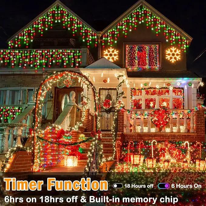 Hezbjiti Christmas Lights Outdoor Decorations,LED Christmas Lights 8 Modes 75 Drops Fairy String Curtain Lights for Christmas Decor Eaves Window Party Yard Garden (Red Green Cold, 1600LED 164FT) by GreenHaven Gardens