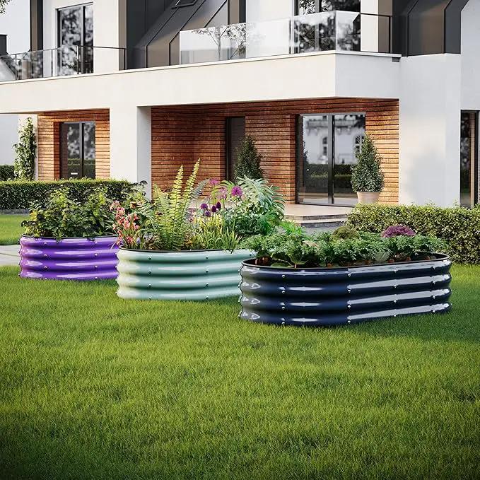 Raised Garden Bed, 4x2x1ft Raised Beds for Gardening Outdoor for Vegetables Flowers Ground Planter Box，Galvanized Raised Garden Beds