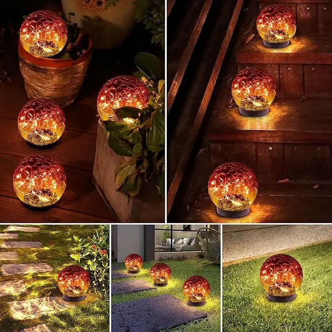 Solar Globe Lights Outdoor Waterproof-Solar Balls-Solar Garden Lights-Solar Orbs for Outside 4 Pack Cracked Glass Ball for Lawn Patio Yard Backyard Decorations, DS-XBQ-1-1-1 by GreenHaven Gardens