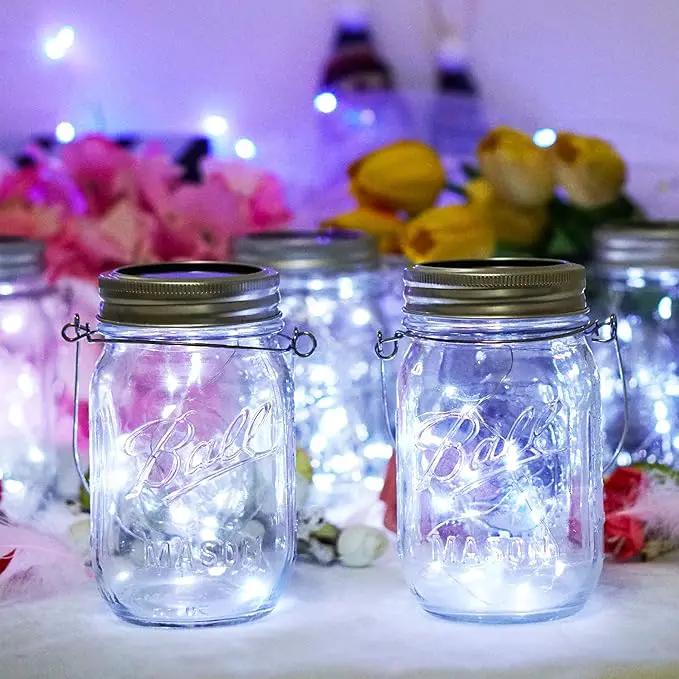 SmilingTown Solar Mason Jar String Light Lids 12 Pack 30 LED Fairy Firefly Inserts Lighting with 12 Hangers Waterproof for Outdoor Tree Patio Lawn Garden Decor, No Jars (Cool White) by GreenHaven Gardens