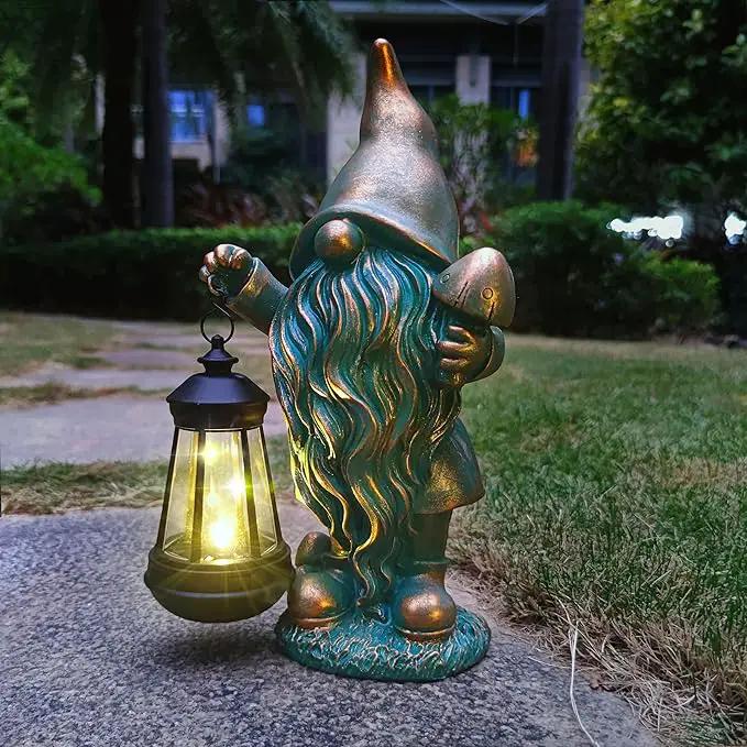 JOYBEE Garden Statues Gnomes with Solar Lantern Outdoor Decor-Gnomes Solar Figurines Lights Decorations for Patio Yard Lawn Ornaments-Gifts for Birthday Easter Housewarming by GreenHaven Gardens