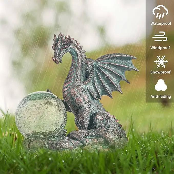 TERESA'S COLLECTIONS Garden Sculptures & Statues, Solar Dragon Outdoor Statues Figurines, Resin Bronze Gothic Garden Decor Lawn Ornaments Patio Yard Decorations Gifts for Mom Women, 8" by GreenHaven Gardens