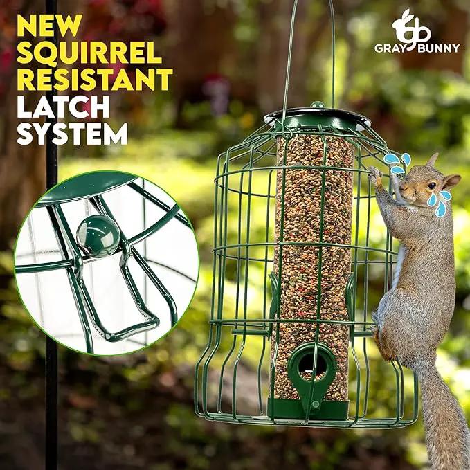 Squirrel Proof Bird Feeders for Outdoors Hanging (Premium Metal) 1.25 lb Capacity, Chew & Rust Proof, 4-Port Bird Feeder by GreenHaven Gardens