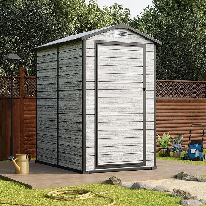 All-Weather Plastic Shed with Window, Outdoor Resin Garden Shed with Lockable Door and Vents, Outdoor Resin Storage Sheds for Backyard, Patio, Lawn, Tool, Bike by GreenHaven Gardens