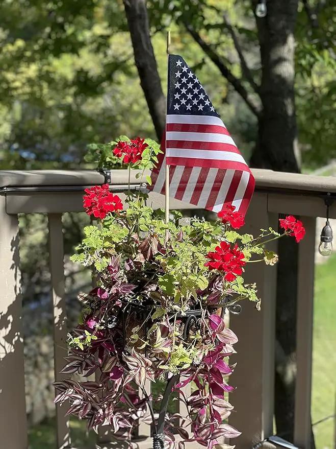 American Flags on Stick - Handheld Spearhead US Flag for 4th of July, Memorial Day Event Decorations - Patriotic Decor for Indoors & Yard - Wooden Stick, Cotton Fabric (12" X 18" - 144 Pack) by GreenHaven Gardens