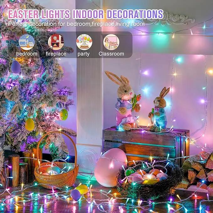 JMEXSUSS 200 LED Easter Lights Outdoor Indoor for Decorations, 66 Ft Connectable Pastel Easter Lights String Clear Wire Plug in for Bedroom Tree Room Party Spring Decor by GreenHaven Gardens