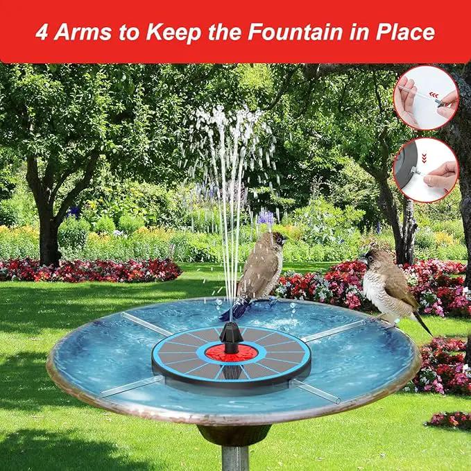 Solar Fountain with Red Flower - Attract Birds - Upgrade 3.5W Solar Bird Bath Fountains, Solar Powered Water Feature Fountain Pump with 7 Nozzles for Hummingbirds, Garden, Pool, and Pond by GreenHaven Gardens