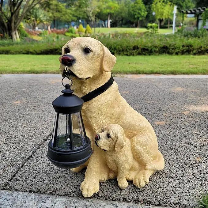 Garden Statues Dog Solar Hanging Light, Courtyard Resin Simulated Handicraft Dog Statue Ornament, Garden Yard Entrance Decoration. by GreenHaven Gardens