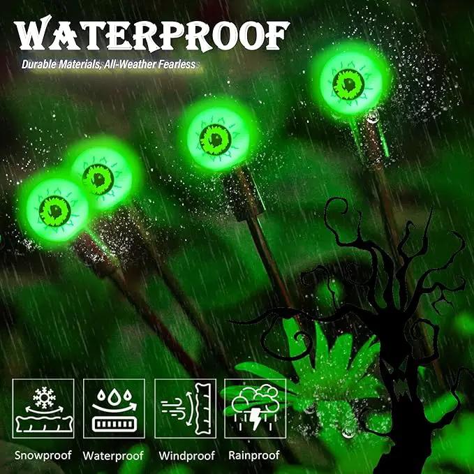 4 Pack Green Solar Eyeball Halloween Lights - Outdoor, Waterproof, Swaying Fairy Lights for Pathway, Yard, Garden Decorations by GreenHaven Gardens
