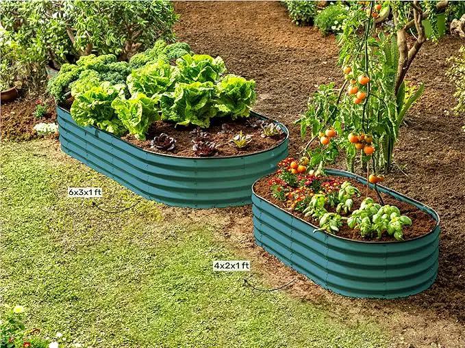Galvanized Raised Garden Beds Outdoor // 6×3×1 ft (2-Pack) Planter Raised Beds for Gardening, Vegetables, Flowers // Large Metal Garden Box // Patented Tool-Free Design (Turquoise) by GreenHaven Gardens