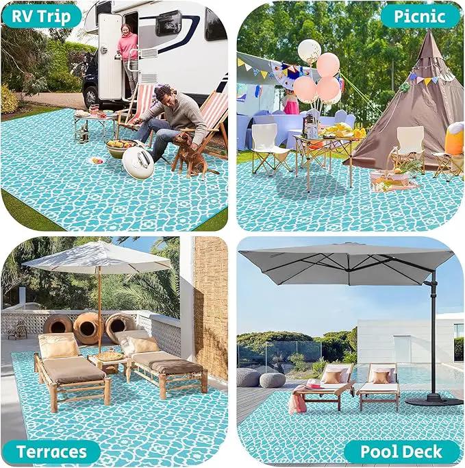 HEBE Outdoor Rug Waterproof 9x18, Plastic Straw Rug Camping Rug, Reversible Outdoor Patio Rugs RV Mat Clearance, Indoor Outside Floor Carpet for Porch,Deck,Camper,Balcony,Backyard by GreenHaven Gardens