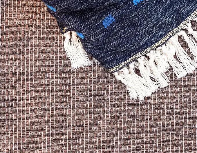 Unique Loom Outdoor Border Collection Area Rug - Soft Border (7' 1" x 10' Rectangle, Brown/ Ivory) by GreenHaven Gardens