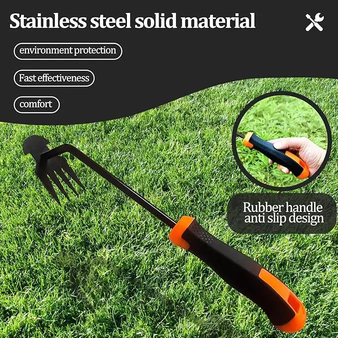 Weed Puller Tool-Weeding Artifact Uprooting Weeding Tool | 2024 Enhanced Weed Remover tool | 4-Tine Stainless Steel Weeder Tool,Multi Function Garden Tools fro Efficient Weed Extraction (1, upgrade) by GreenHaven Gardens