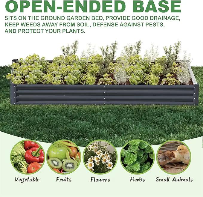 8X4X1ft Raised Garden Bed Kit,Galvanized Raised Garden Beds Outdoor,Large Metal Planter Box Steel Kit Flower Herb,Vegetables..Dark Gray by GreenHaven Gardens