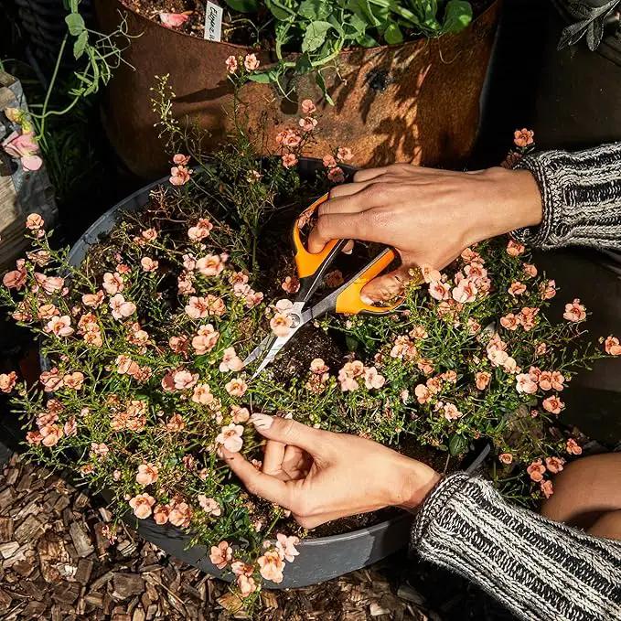 Fiskars Comfort Loop Micro-Tip Pruning Snips - 7" Garden Shears with Sheath and Extra Large SoftGrip Handle - Yard and Garden Tools - Orange/Black by GreenHaven Gardens