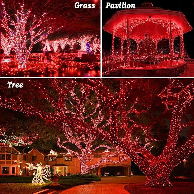KNONEW 197FT 500 LED Christmas Lights Outdoor String Lights 8 Modes & Time Memory Fairy Light Plug in Waterproof LED String Lights for Xmas Yard Tree Wedding Party Holiday Decorations (Red) by GreenHaven Gardens