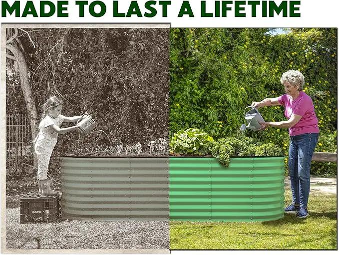 Galvanized Raised Garden Beds Outdoor // 6×2×2 ft Planter Raised Beds for Gardening, Vegetables, Flowers // Large Metal Garden Box (Light Green) // Patented Tool-Free Design by GreenHaven Gardens