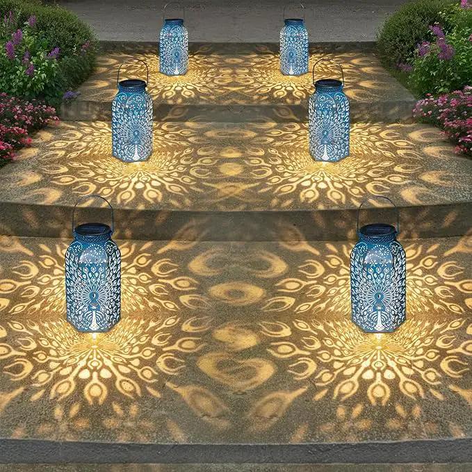 Outdoor Solar Lanterns Waterproof Peacock Garden Gifts Women Mom, Big Solar Lights, Garden Decor, Yard Art, Outside, Patio Ornaments, Birthday, Mothers' Day Birthday Gifts (2Pack, Blue Gold by GreenHaven Gardens