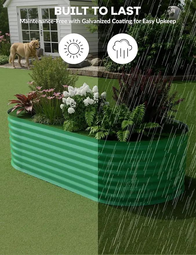 6x3x2 ft Raised Garden Bed,Galvanized Raised Planter Boxes Outdoor with Easy Assembly, Large Garden Bed for Vegetables, Fruits, Flower,Raised Garden Bed,Green by GreenHaven Gardens
