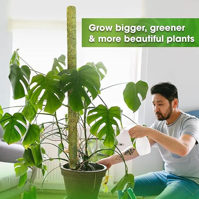 DUSPRO 59’’ Large Green Mesh Moss Pole Monstera Plant Support, Tall Plant Stakes, Moss Pole for Plants Monstera, Garden Pole, Moisture Stick for Plants (1pc., 59''), Natural by GreenHaven Gardens