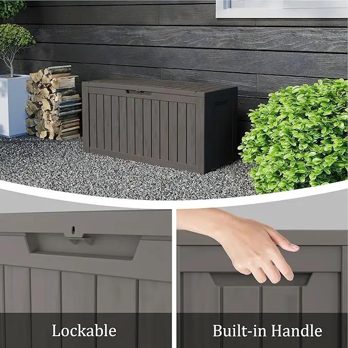 80 Gallon Outdoor Storage Box with Wheels, Waterproof Lockable Resin Deck Box Patio Storage Bin for Pool Accessories Cushion Furniture, Garden Tools, UV-Resistant Outside Delivery Grey by GreenHaven Gardens