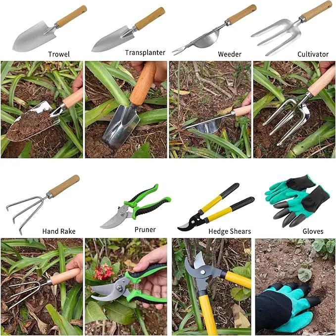 41-Piece Premium Gardening Tool Set, Stainless Steel Heavy Duty Gardening Tool Kit, with Non-Slip Rubber Grip, Storage Tote Bag, Outdoor Hand Tools, Ideal Gardening Gifts for All (Green) by GreenHaven Gardens