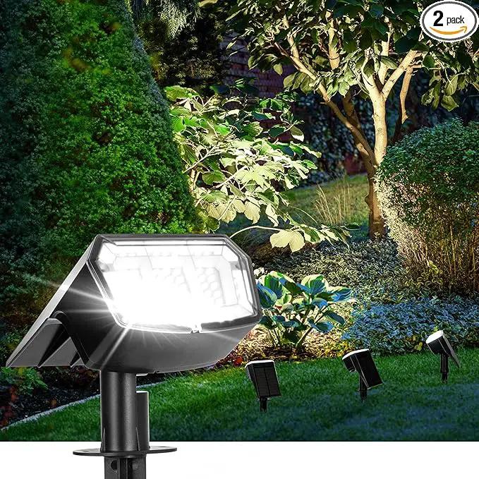 Solar Spot Lights Outdoor Waterproof 2 Pack IP65, 63 LED 3 Lighting Modes Spotlights for Yard Garden House Garage Pathway by GreenHaven Gardens