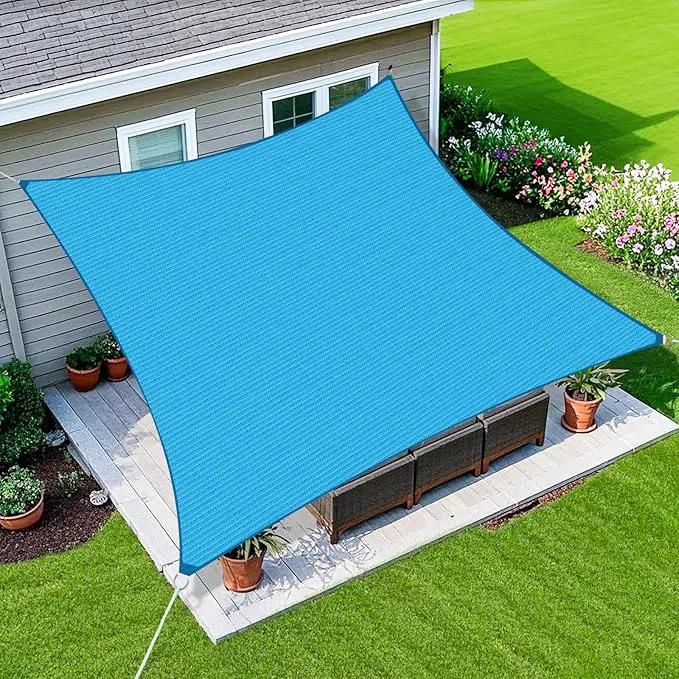 Amagenix Sun Shade Sail 12X26 Curved Edge Outdoor Shade Canopy Turquoise Mixed Breathable 95% UV Block Shade Cloth for Patio Garden Backyard (We Make Custom Size)
