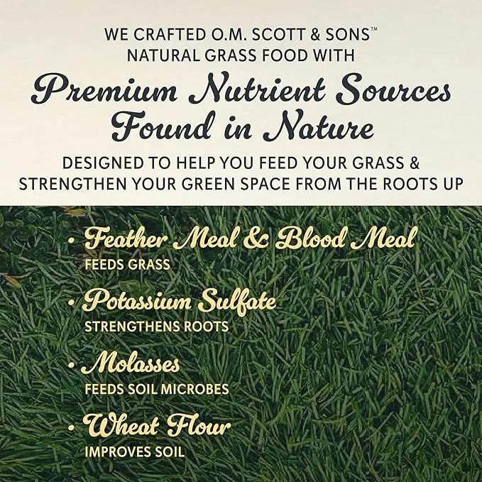 O.M. Scott and Sons Natural Grass Food, Food for Lawns, Fertilizes for up to 10 Weeks, Covers up to 2,000 sq. ft., 12.72 lbs. by GreenHaven Gardens