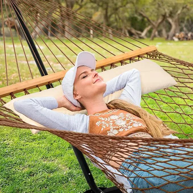 SUNCREAT Portable Hammock with Stand,Heavy Duty Standing Hammock, 450 lbs Capacity, Brown by GreenHaven Gardens