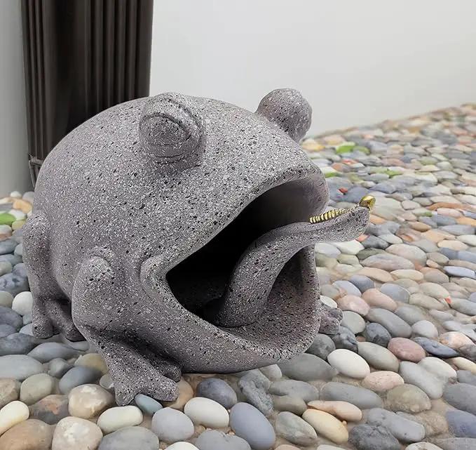 Frog Statues Gutter Downspout Extension Statues Garden Decoration,Animal Resin Statue Outdoor Decor,Downspout Diverter,Decorative Gutter Extension,3"×4" Downspout Extender Diverter Splash Block（Grey） by GreenHaven Gardens