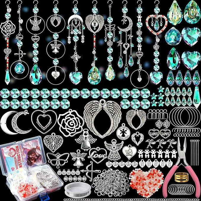 10 Sets DIY Suncatcher Kits 500PCS Valentine's Day Suncatchers Craft Kits Heart Suncatcher Ornaments DIY Sun Catchers Kit for Adults Valentine's Day Home Wedding Garden Decor Favors Gift (Love shape) by GreenHaven Gardens