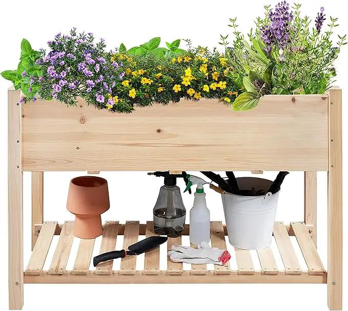 Yaheetech 47x23x32in Wooden Raised Garden Bed with Legs & Storage Shelf Horticulture Wooden Elevated Planter Box Vegetable Growing Bed for Flower/Herb/Backyard/Patio by GreenHaven Gardens