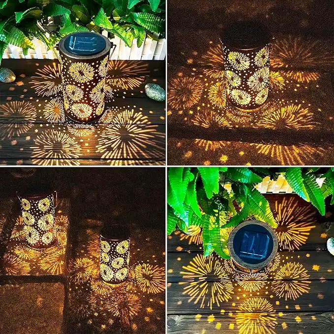 Mothers Day Gifts, Fireworks Solar Lanterns Outdoor Hanging, Hollowed-Out Metal Waterproof LED Garden Decor Light for Patio Yard Pathway Lawn Front Porch Tree, Birthday Gifts for Women Mom Grandma by GreenHaven Gardens