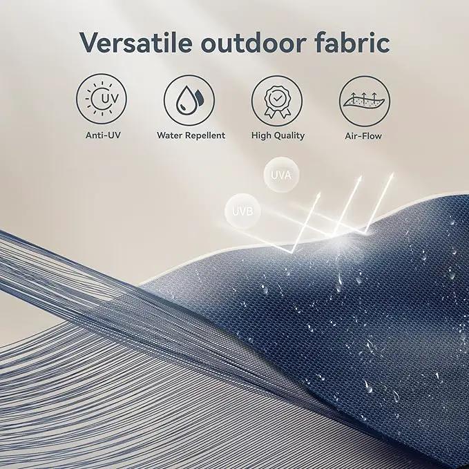PHI VILLA 10ft Outdoor Patio Umbrellas for Outside, 3 Tier Vented Market Table Umbrella Windproof for Backyard, Deck, Garden, 1.5" Pole, Dark Blue（No Base） by GreenHaven Gardens